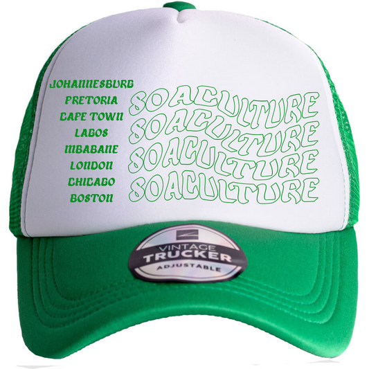 Green SOA Different Cities Trucker Cap